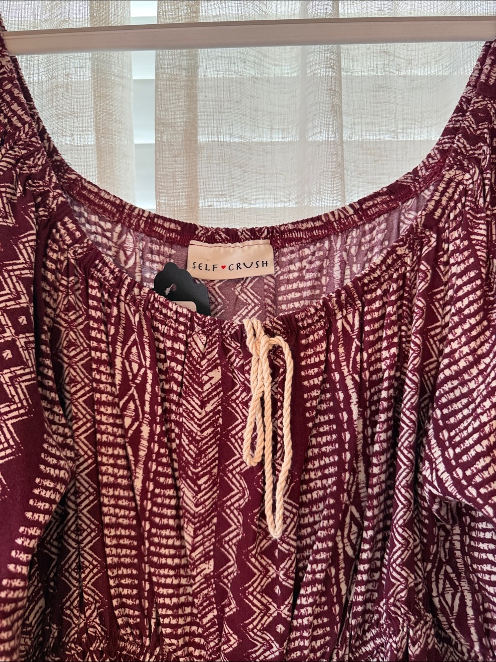 Sleeper Women's Burgundy Patterned Peasant Dress - Picture 3 of 5